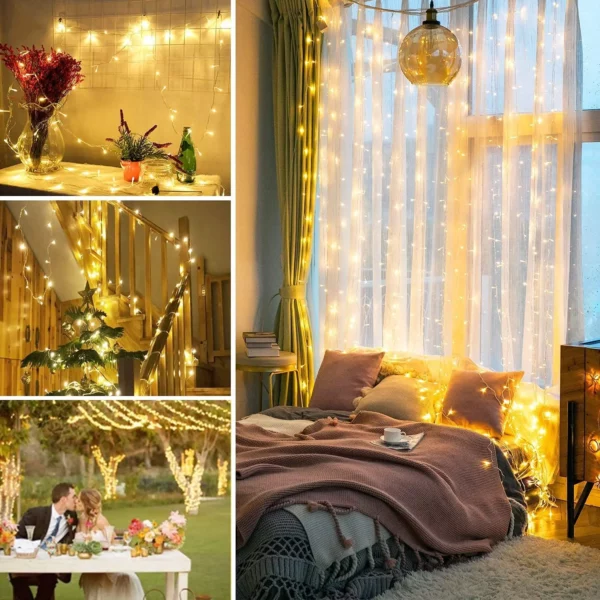11 - 100 LED Warm White String Lights Bedroom Christmas Lights Indoor Outdoor Waterproof for Classroom Wedding Room