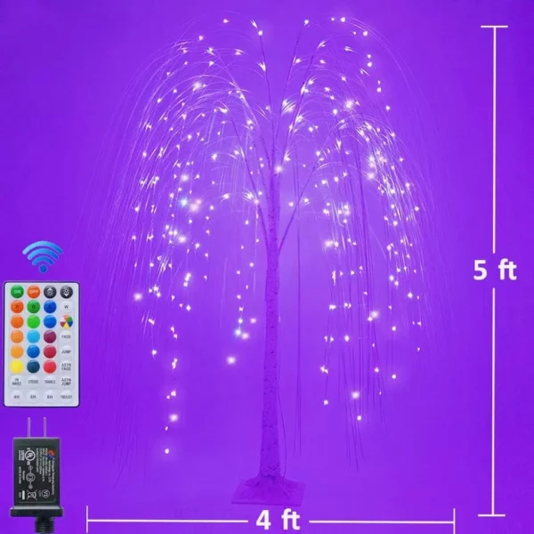 2 - 240 LED 5 ft Colorful Glowing Willow RGB LED Tree Multicolor led String Lights for Christmas Party Home Wedding decoration light