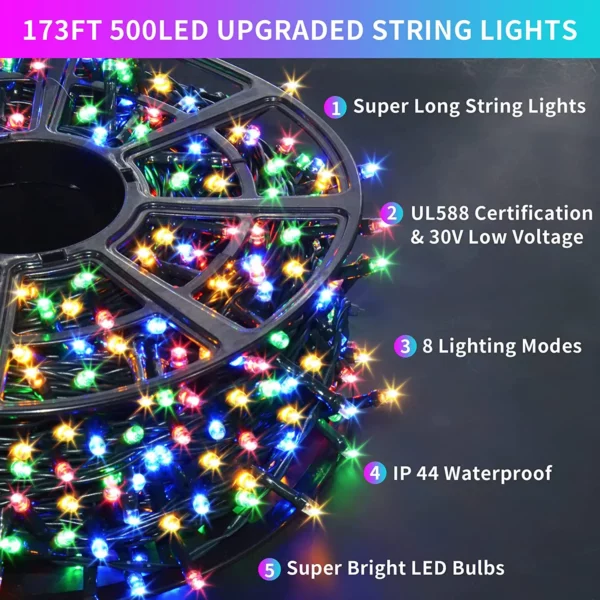 9 - 2023 New Arrival Multicolor Christmas LED Lights String Waterproof for Outdoor Party Decor