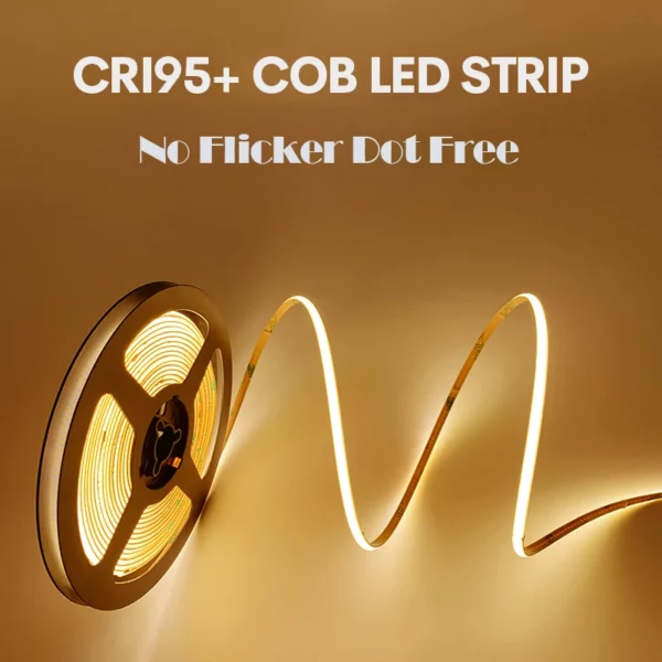 5 - 3 Years Warranty COB LED Strip 480LEDs CE RoHS 12V 24V 100ft Warm White 6500k Light Flexible COB LED Strip Light